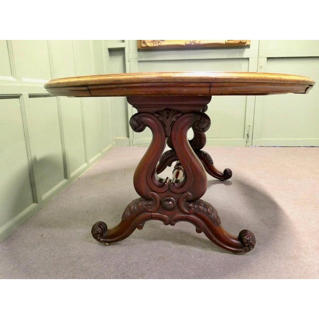 Brown Victorian Oval Walnut Dining or Centre Table For Sale - Image 8 of 9