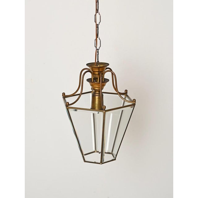 Metal Hexagonal Brass and Glass Chandeliers after Adolf Loos, Italy, 1950s, Set of 2 For Sale - Image 7 of 12