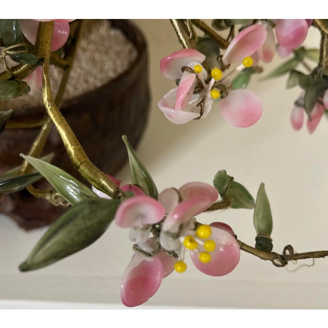 Pink Massive Chinese Hard Stone and Jade Bonsai Tree For Sale - Image 8 of 12