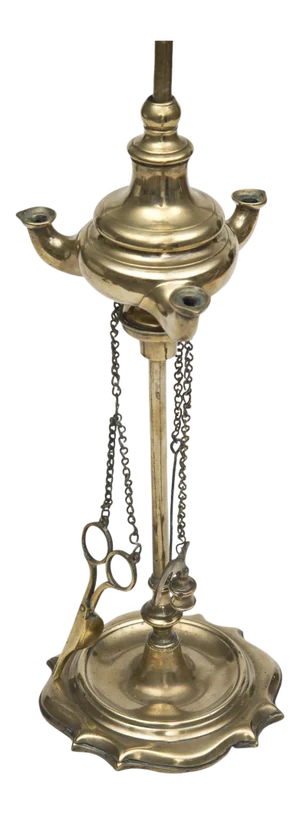Italian Brass Lucerne Oil Lamp, Electrified