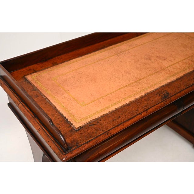Wood Antique William IV Leather Top Writing Table, 1830 For Sale - Image 7 of 11