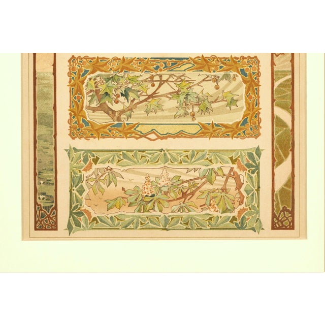 Art Nouveau 1900 French Art Nouveau Lithograph- Four Seasons, Matted For Sale - Image 3 of 4