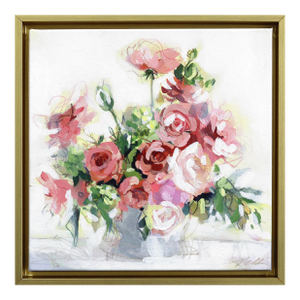 Pink Powder - Framed Abstract Colorful Still Life Mixed Media Art on Canvas Original Artwork by Kellie Newsome