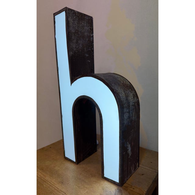 Vintage Illuminated Advertising Letter H, 1960s For Sale - Image 16 of 17