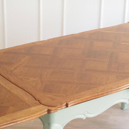 French Country Style Mint Green Dining Table with Inlaid Top, 1920s For Sale - Image 13 of 18