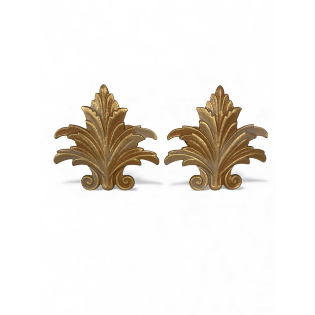 Set of 10 Vintage Hollywood Regency Gilt Acanthus Leaf Drapery Tiebacks - Neoclassical Decorative Hardware Curtain Holdbacks For Sale In Houston - Image 6 of 12