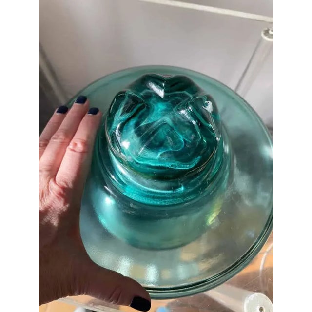Green Large Electric Glass Pylon Insulator, 1950 For Sale - Image 8 of 9