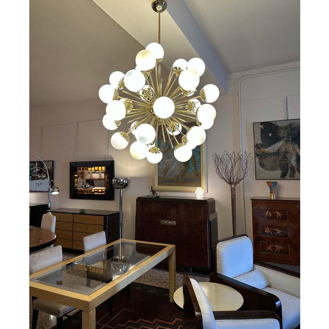 Mid-Century Modern Murano Glass and Brass Sputnik Chandelier, 2000s For Sale - Image 14 of 15