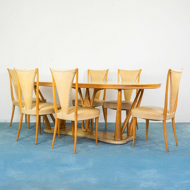 Dining Table & Chairs Set in the Style of Vittorio Dassi, 1940s, Set of 7 For Sale - Image 13 of 13