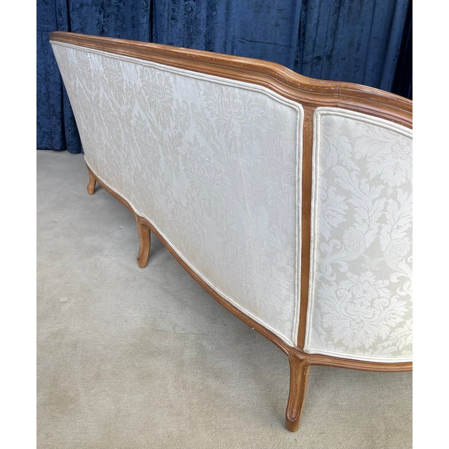 1960s 1960s Louie XIV Style French Sofa With Creme Colored Damask Fabric and Down Seat. For Sale - Image 5 of 12