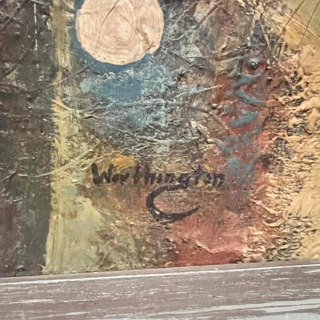 1960s Abstract Expressionism Artwork Oil Painting Signed Worthington For Sale - Image 4 of 9