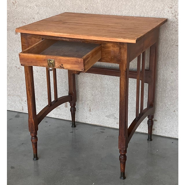 1900 - 1909 Spanish Country Pine Side Table With Drawer For Sale - Image 5 of 12