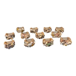 1990s Nautical Napkin Rings With Real Seashells Adorning the Ring - Set of 12 For Sale