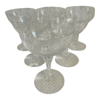 Mid to Late 20th Century Tiffin-Franciscan “Forever Yours” Etched Coupes - A Set of 6 For Sale