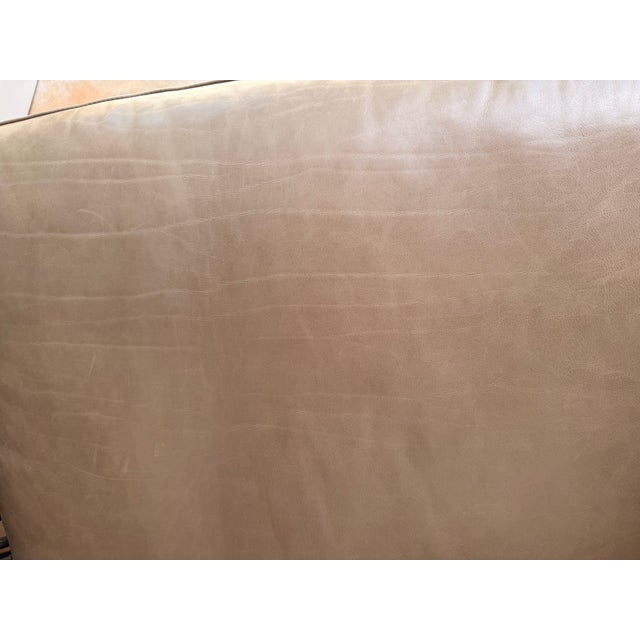 Wood Arteriors Taupe Leather and Rattan Lounge Chair For Sale - Image 7 of 7