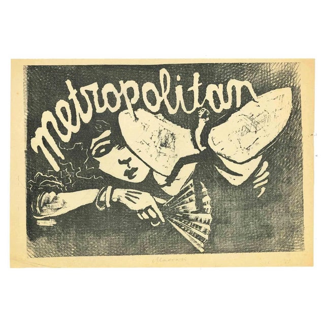Mino Maccari, Metropolitan, Woodcut Print, 1965 For Sale