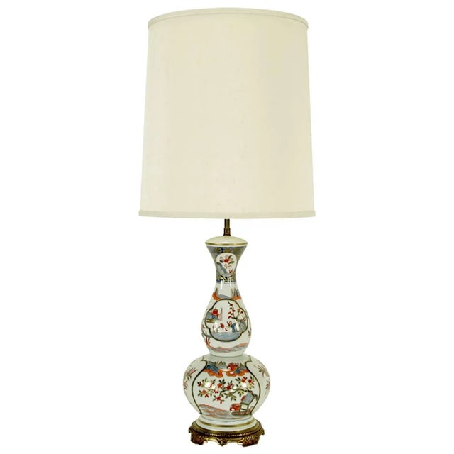 White Hand-Painted French Porcelain Chinoiserie Table Lamp For Sale - Image 8 of 8