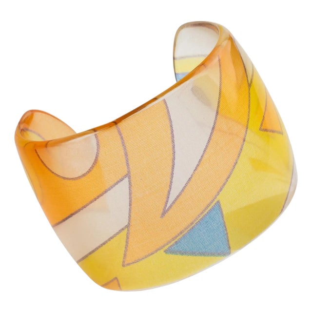 Sanalitro Milano Acrylic Resin Cuff Bangle Bracelet with Pastel Silk Scarf For Sale
