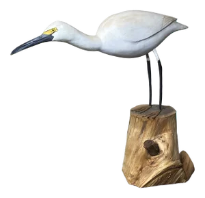 Vintage Mid 20th Century Hand Carved Crane Shore Bird