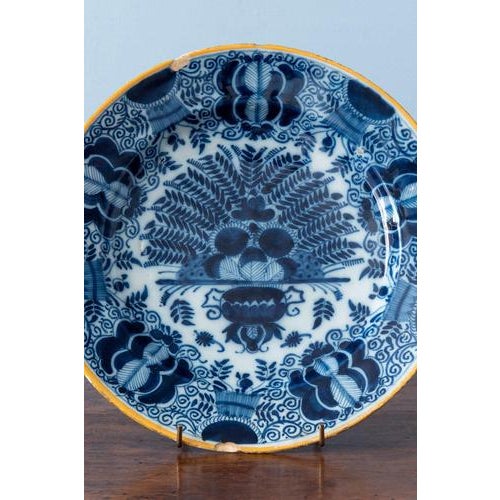 Ceramic 18th Century Dutch Delft Blue and White Peacock Plates, Set of 2 For Sale - Image 7 of 16