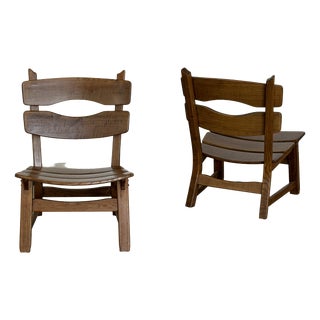 Brutalist Oak Lounge Chairs from Dittmann & Co., 1960s, Set of 2 For Sale