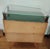 1950s Vintage Beech and Walnut Bedside Tables with Green Glass Top and Clear Glass Shelf, Italy, 1950s, Set of 2 For Sale - Image 5 of 10