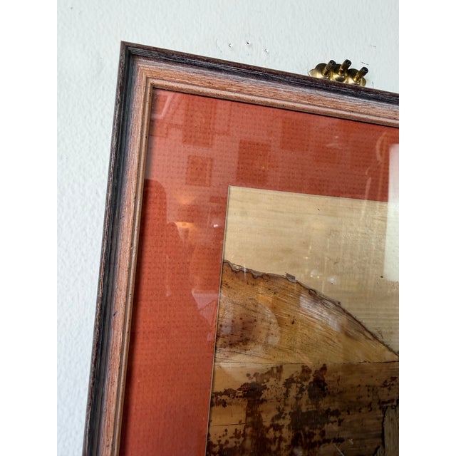 1980s Vintage Hawaiian Banana Leaf Bark Art Landscape – Mixed Media Natural Fiber Collage, Wood Frame For Sale - Image 5 of 12