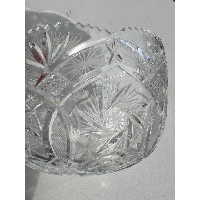 1970s Vintage Cut Crystal Bowl , Centerpiece, Jardiniere Planter For Sale - Image 5 of 11