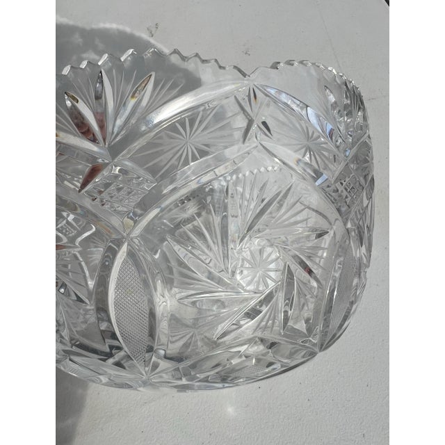 1970s Vintage Cut Crystal Bowl Marked Fifth Avenue For Sale - Image 5 of 11