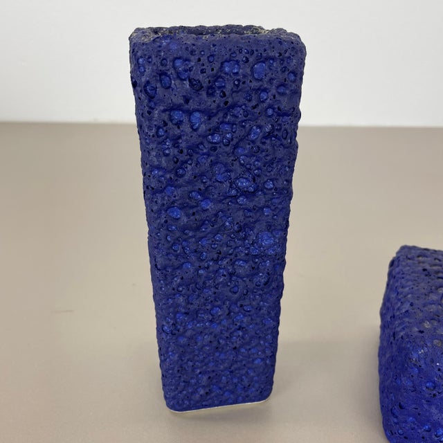 Abstract Colorful Pottery Blue Vase from Silberdistel, W. Germany, 1970s For Sale - Image 3 of 18