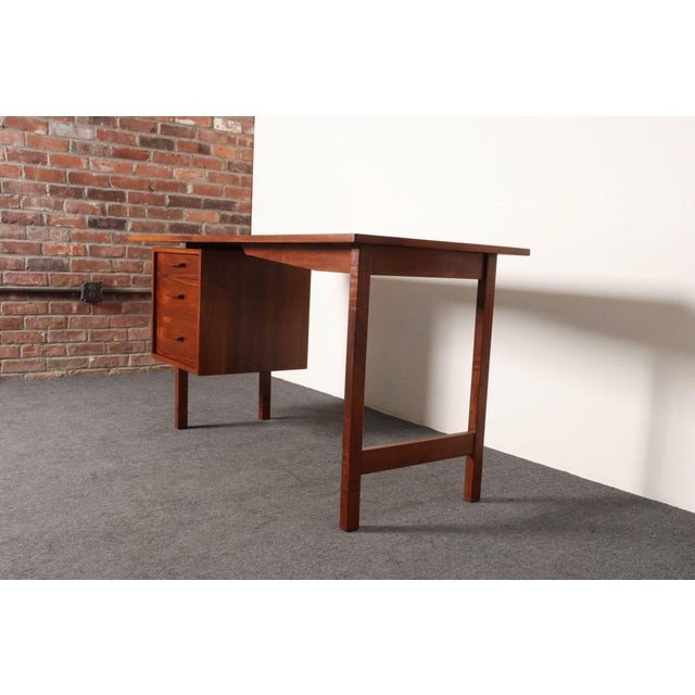 Walnut Studio Craft single pedestal desk by renowned painter and sculptor, Richard Artschwager, who designed a small...