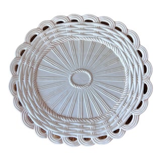 Vintage 1990 Fitz and Floyd Classic White/Cream Platter Basketweave Design Made in Taiwan For Sale