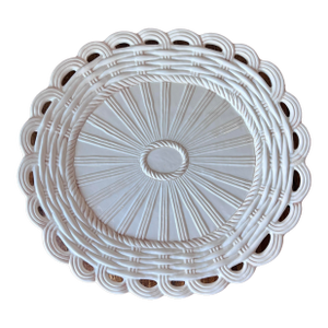 Vintage 1990 Fitz and Floyd Classic White/Cream Platter Basketweave Design Made in Taiwan