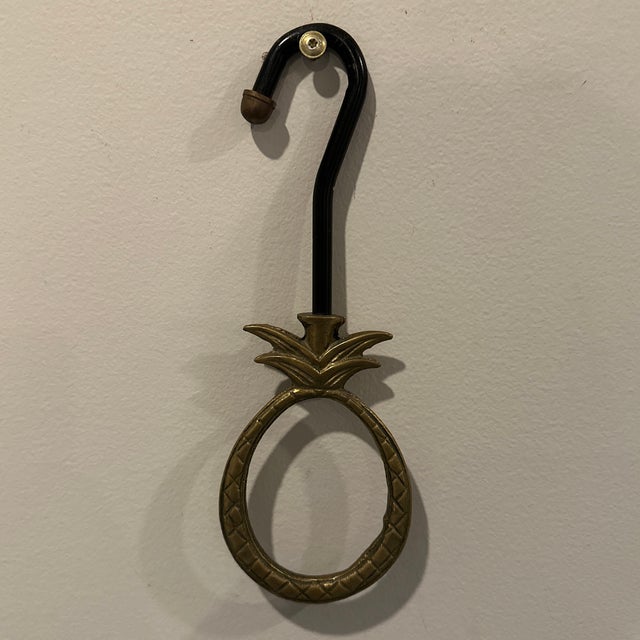Mid 20th Century Vintage Brass Pineapple Fireplace Damper Pull For Sale - Image 5 of 5