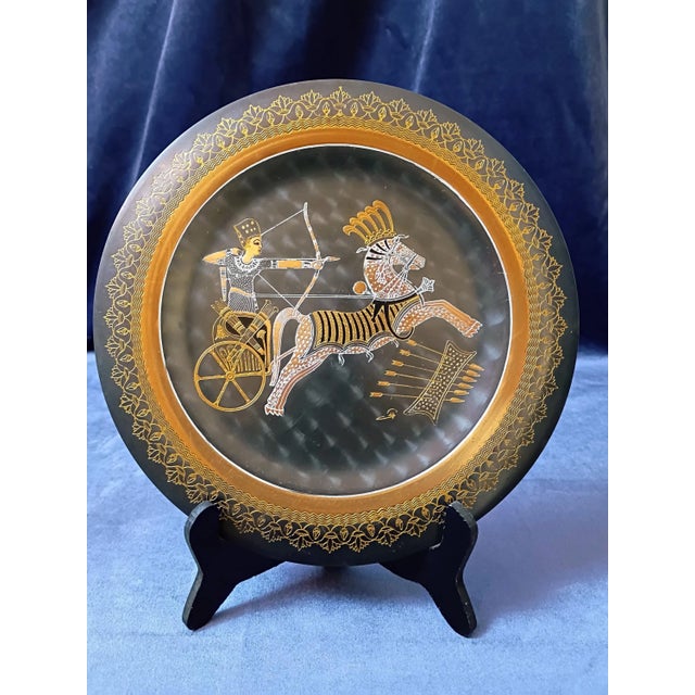 Art Deco Art Deco Egyptian Revival Wall Art Set of 3 Brass Plates Egypt Hieroglyphics African Ancient Civilization Decor Dark Academia Library For Sale - Image 3 of 7