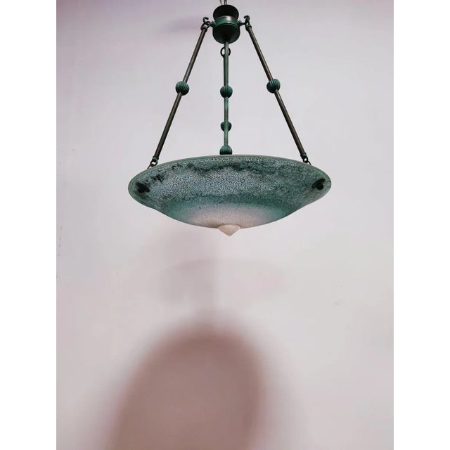 Vintage Green Glass Chandelier For Sale - Image 15 of 15