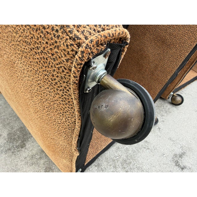 Gold Vintage Postmodern Rolled Arm Club Chairs With Brass Ball Casters, a Pair For Sale - Image 8 of 12