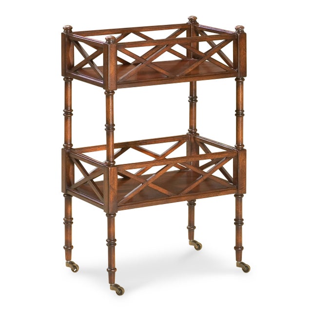 Spritely Home Accent Furniture Foster 2-Tier Bar Cart, Dark Brown For Sale - Image 4 of 4