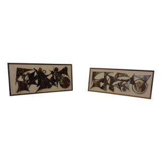 Brutalist Metal Wall Panels by Henrik Horst, Denmark, 1960s, Set of 2 For Sale