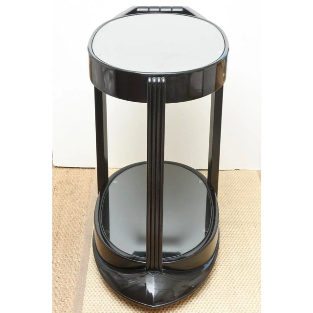 Art Deco Vintage Art Deco Moderne Ebonized Wood Sculptural Bar Cart or Trolley, 1930's For Sale - Image 3 of 10