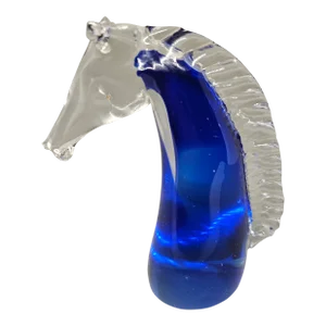 Horse Horse Head Cobalt Blue Blown Art Glass/Paperweight