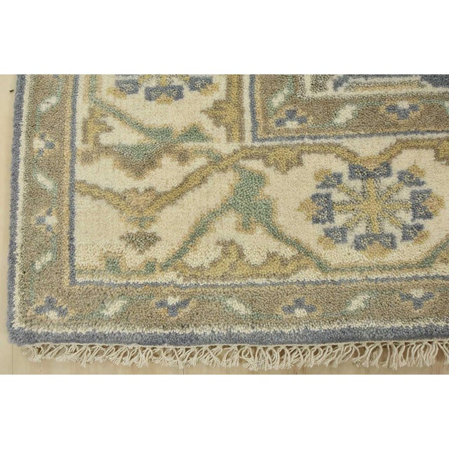Oushak Rug 4’11” X 7’10” Blue Wool Tribal Hand-Knotted Oriental Carpet For Sale - Image 11 of 14