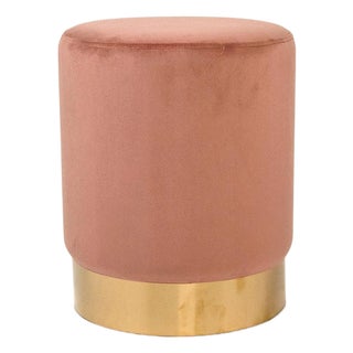 Harlow Mauve Velvet Stool with Gold Base For Sale