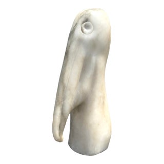 Vintage Hand Carved Stone Pelican Sculpture For Sale