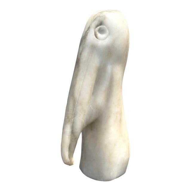 Vintage Hand Carved Stone Pelican Sculpture For Sale