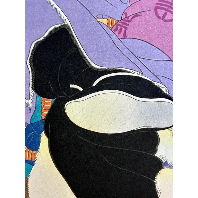 Japanese Woodblock Print Une Histoire Tres Drole by Paul Jacoulet For Sale - Image 12 of 15