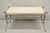 Decorator Wrought Iron Scrolling French Country Style Gray Lattice Bench. Circa Late 20th Century. Measurements: 20" H x...