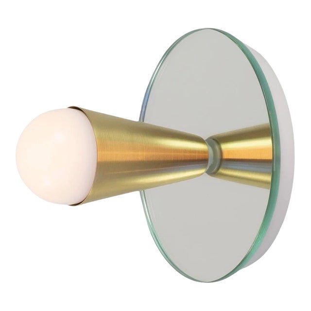 Echo 1 Sconce, Brass, 5in Glass Globe, Modern Led Wall Sconce, by Souda, Mirror Backed For Sale