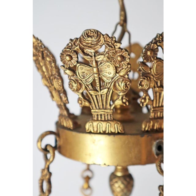 Royal French Empire Gilt Bronze and Forest Green 8-Armed Chandelier, 1950s For Sale - Image 10 of 18