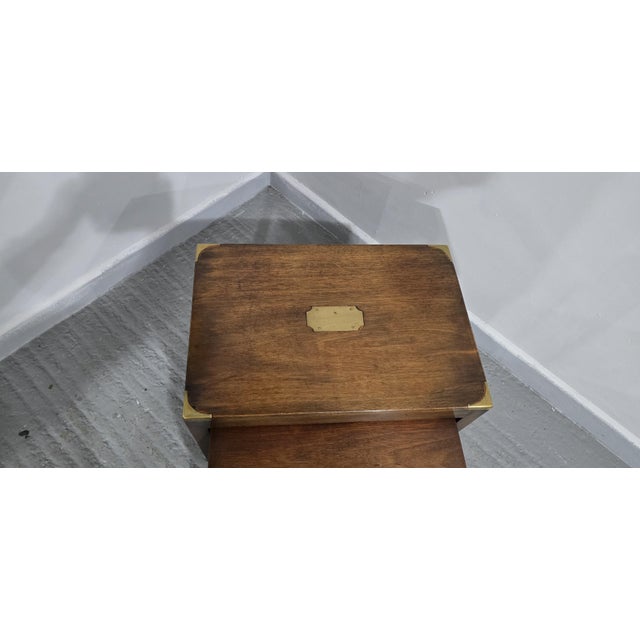 Campaign Mahogany Nesting Tables, 1920s, Set of 3 For Sale - Image 4 of 9